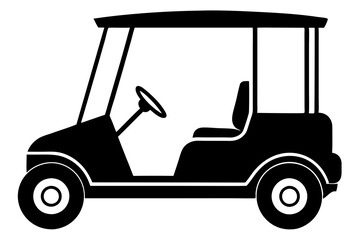 Golf cart vector silhouette, black golf car icon vector
