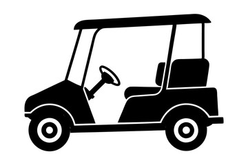 Golf cart vector silhouette, black golf car icon vector
