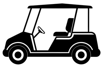Golf cart vector silhouette, black golf car icon vector
