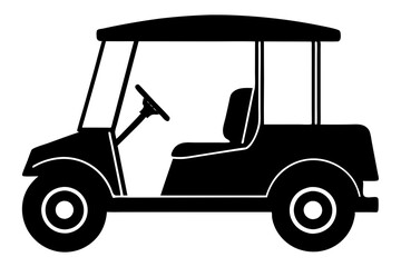 Fototapeta premium Golf cart vector silhouette, black golf car icon vector 