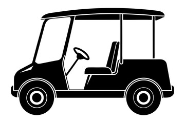 Golf cart vector silhouette, black golf car icon vector
