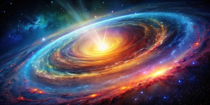 A stunning image of a quasar galaxy with bright, swirling colors and intense energy , quasar, galaxy, astronomy, space