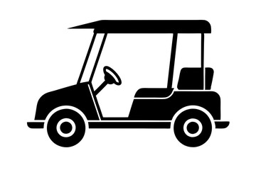 Golf cart vector silhouette, black golf car icon vector
