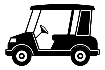 Golf cart vector silhouette, black golf car icon vector
