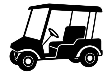 Golf cart vector silhouette, black golf car icon vector
