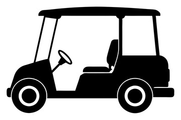 Golf cart vector silhouette, black golf car icon vector
