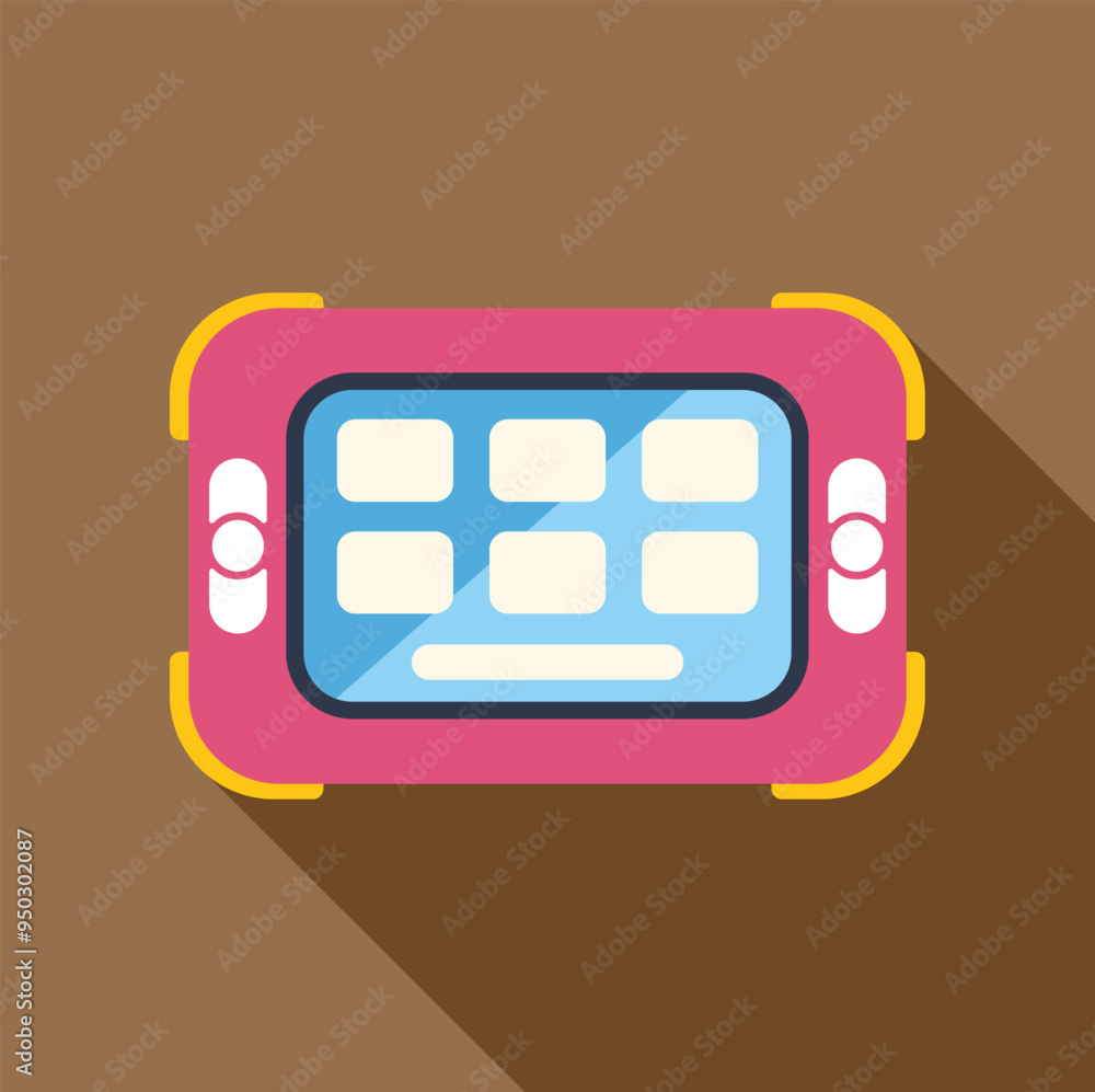 Aufkleber pink tablet computer with blank screen displaying apps for social media and multimedia content
