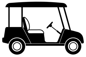 Fototapeta premium Golf cart vector silhouette, black golf car icon vector 