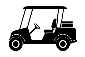 Golf cart vector silhouette, black golf car icon vector
