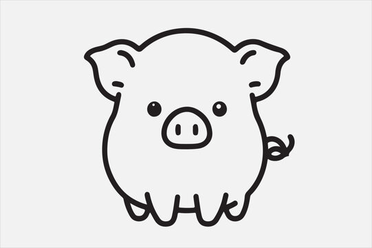recommend clip art: A pig line art with white background