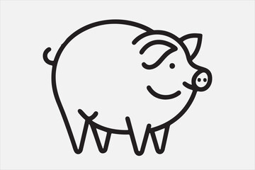 A pig line art with white background