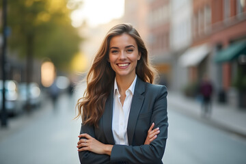 Young happy pretty smiling professional business woman