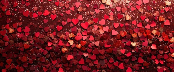 Red Glitter Hearts Background for Valentine's Day