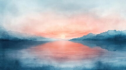 Fototapeta premium Luminous colors of a sunset reflect off the water's surface, painting a serene landscape.