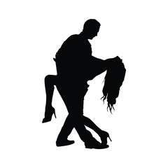 Couple silhouette dance illustration design print