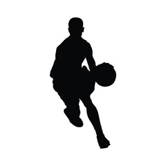 Silhouette of a basketball athlete dribbling the ball illustration design