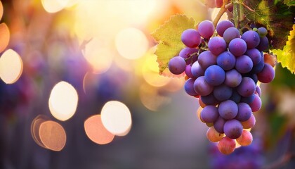 Close up of grapes with bokeh behind, Autumn fruits, Natural organic healthy grapes