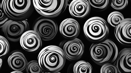 Abstract Black and White Spiral Pattern Background