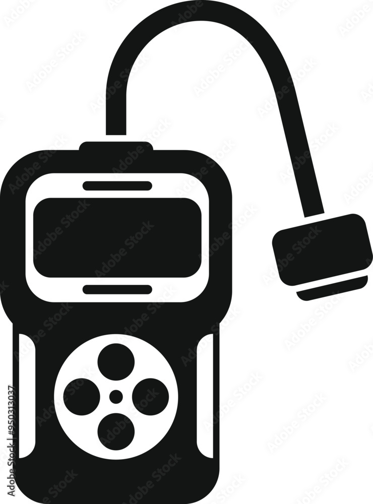 Poster simple icon of a car diagnostic tool showing engine error codes for mechanic repair