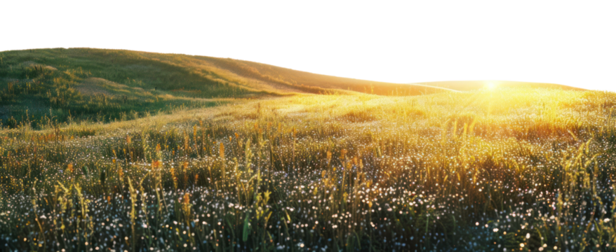 PNG Serene sunrise over grassy hills - Powered by Adobe