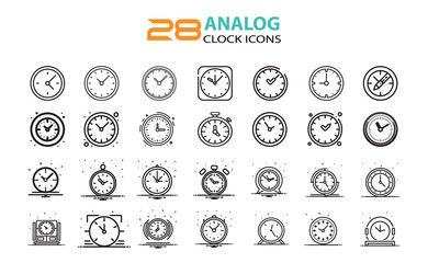 Analog clock icons set