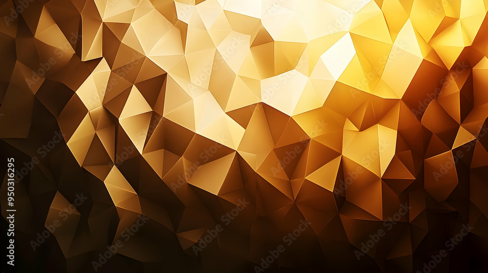 Poster abstract golden geometric background with triangles and polygons