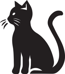 Cute cat sitting vector silhouette. Side view of a cat sitting vector silhouette. Black Cat Silhouette Vector Illustration. cat silhouette. Domestic cat silhouette.