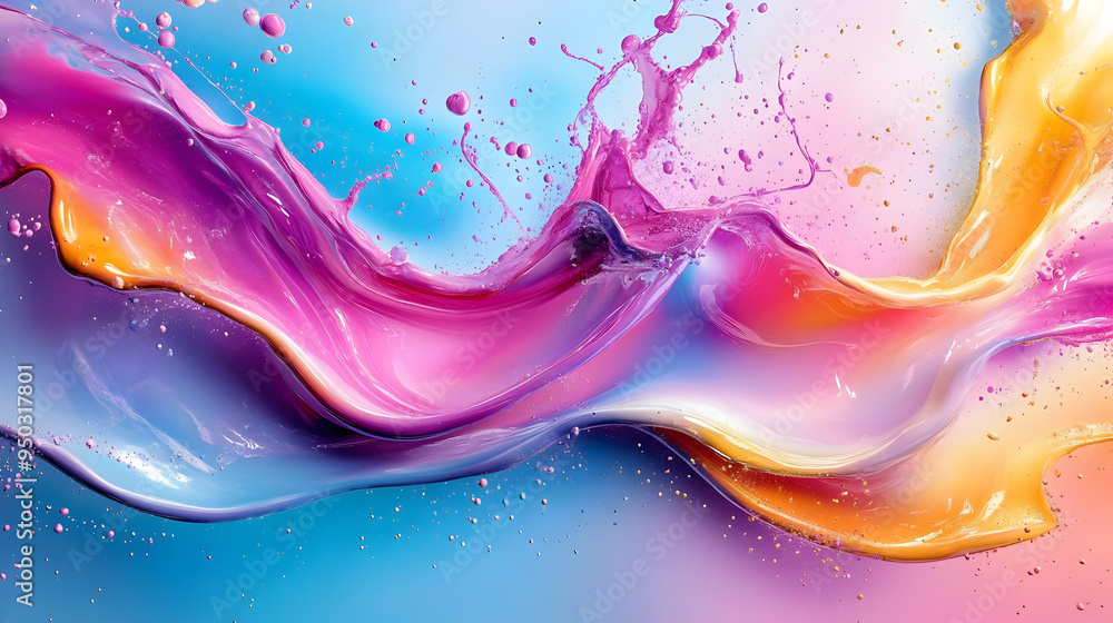 Poster abstract colorful liquid splashes with vibrant colors and dynamic movements