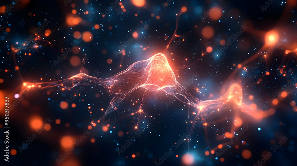 Poster abstract digital network with glowing lines and particles: a visual representation of connectivity a