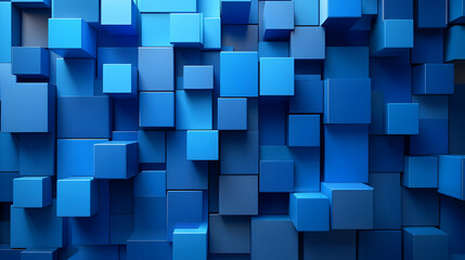 Blue Cubes Abstract Background - 3D Geometric Design - Minimalist Pattern