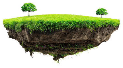 PNG Floating island with green grass
