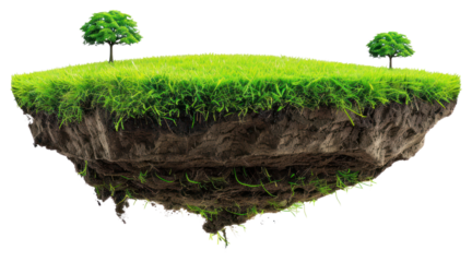 PNG Floating island with green grass
