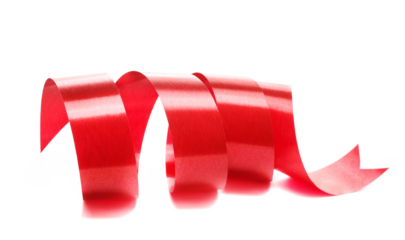 Red ribbon isolated on white backgroun, side view