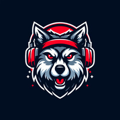 Fierce Wolf Head with Headphones: A Bold Graphic Design, Fox Head Logo, T-shirt Design