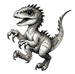 Fototapeta premium baby Velociraptor monster mid-swipe with its claws, looking fierce and agile