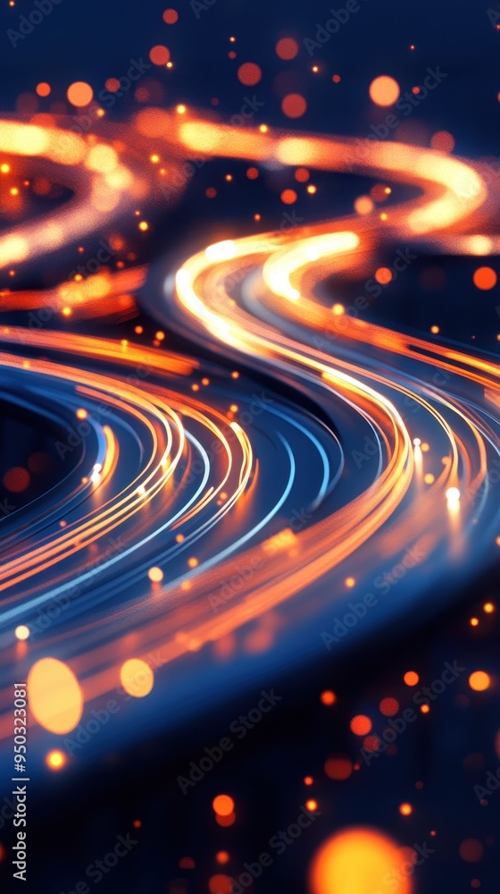 Aufkleber abstract light trails in vibrant orange and blue, creating a dynamic and energetic visual effect per