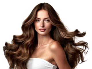 PNG Elegant woman with flowing hair