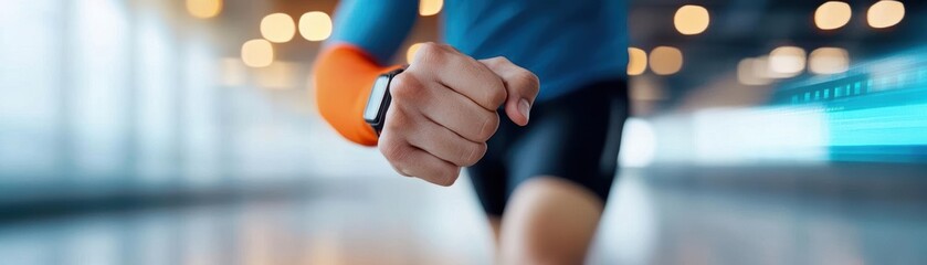 Obraz premium Precision tracking using wearable tech, showing exact movements, sports technology wearable precision, focused tracking