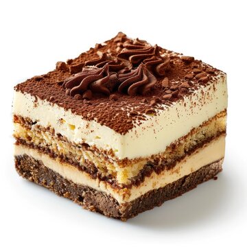 A decadent dessert with chocolate drizzle and a rich, creamy filling.