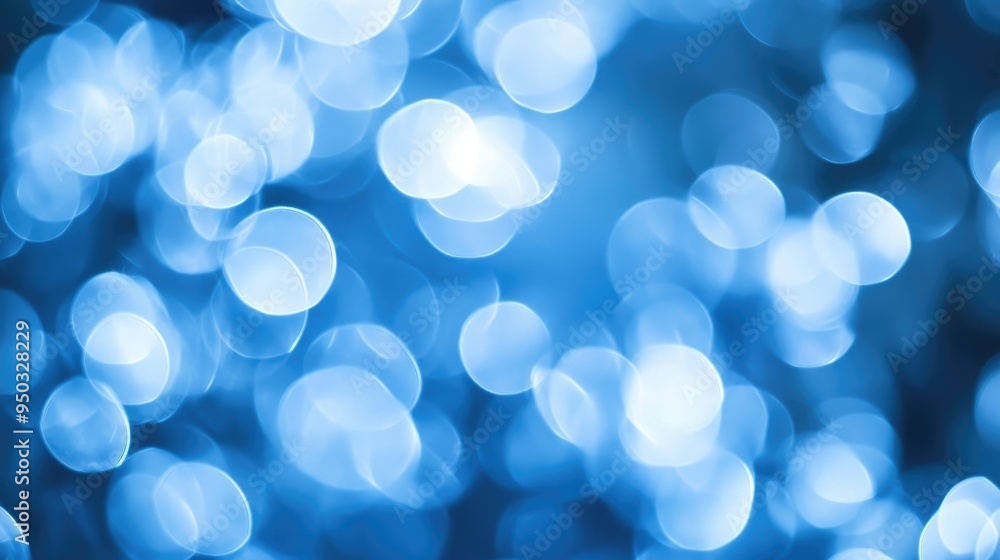 Poster abstract blue and white bokeh blur effect with a soft focus, creating a serene and peaceful ambiance
