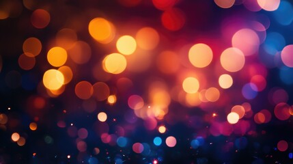Abstract bokeh blur with multicolored circles of light on a dark background, perfect for a celebratory theme.