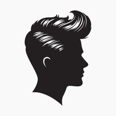 black Pompadour hairstyle Silhouette vector illustration, with a white background