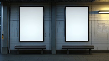 Blank Billboard Mockup in an Underground Station