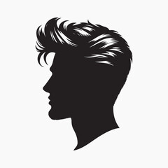 black Pompadour hairstyle Silhouette vector illustration, with a white background