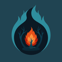 fire that is in dark color in the middle of a water 