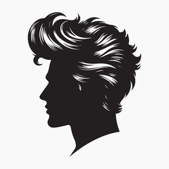 black Pompadour hairstyle Silhouette vector illustration, with a white background