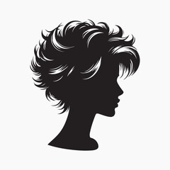 black Pompadour hairstyle Silhouette vector illustration, with a white background