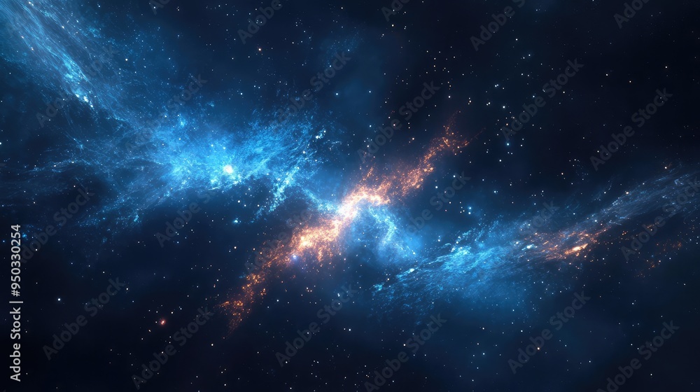 Poster whispers of the void: mysterious, dark space with faint, glowing particles and light trails, creatin
