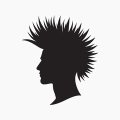 black Pompadour hairstyle Silhouette vector illustration, with a white background