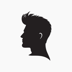 black Pompadour hairstyle Silhouette vector illustration, with a white background